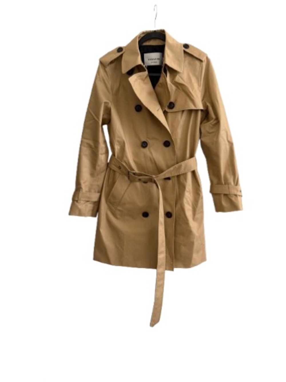 Coach Beige Double-Breasted Belted Trench Coat - Picture 3 of 15